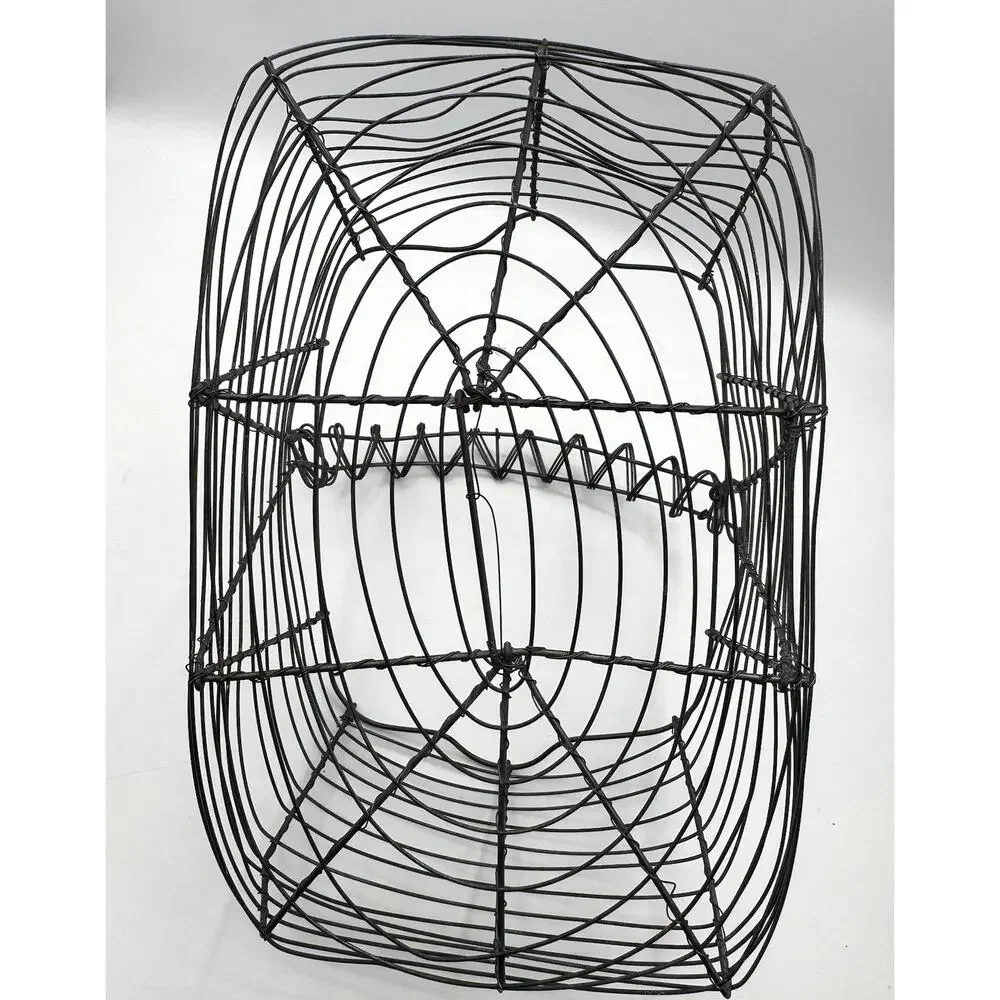 Vintage French Wire Egg Basket Hand Twisted Gathering Container Handle Metal